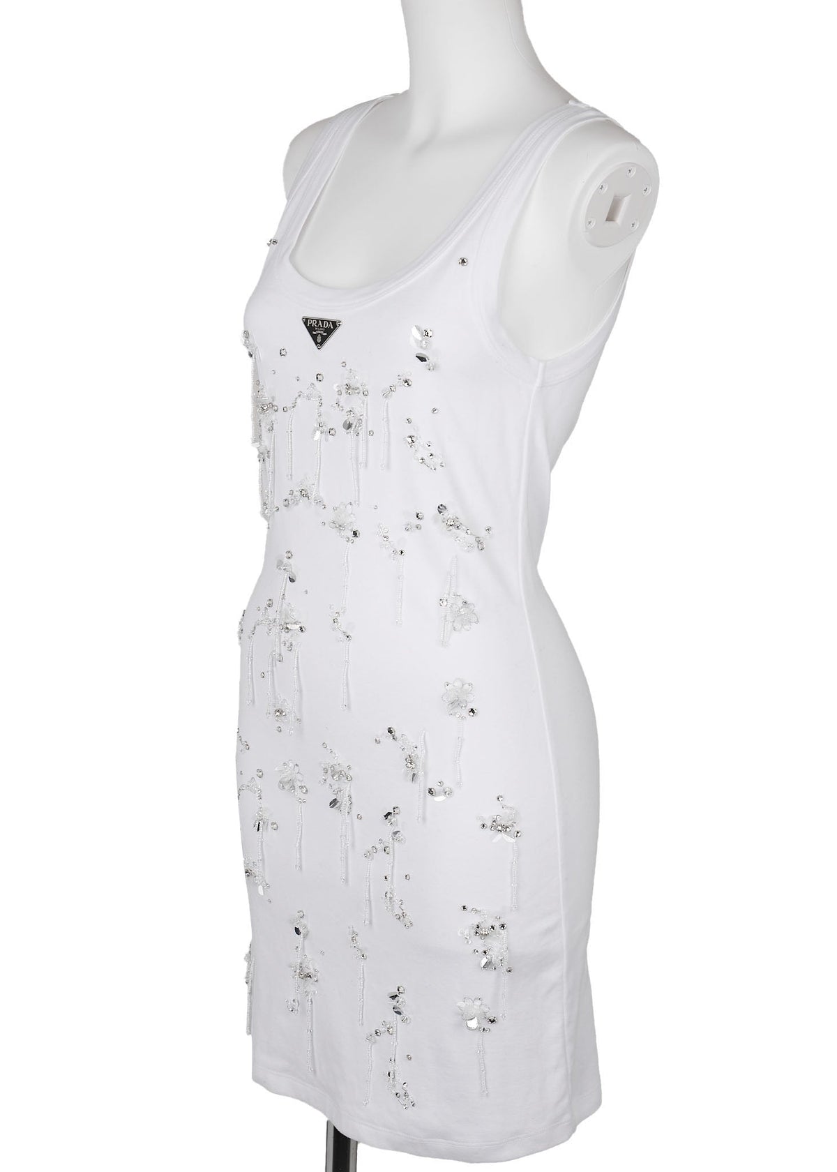 Pre-Owned Jersey Dress, Cut-and-Sew, Cotton, White, Pre-Owned