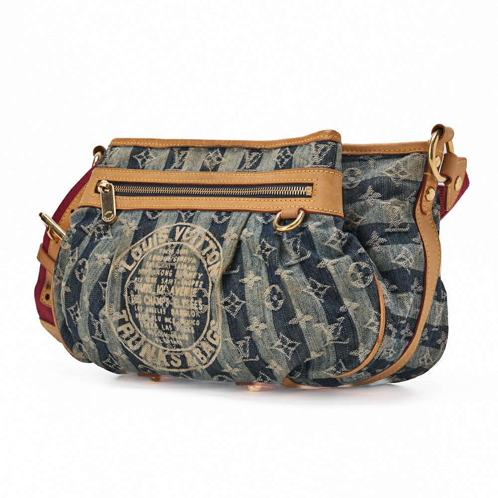 Pre-Owned Vuitton Shoulder Bag, Monogram Denim, Blue, Gold-Tone Hardware, Pre-Owned