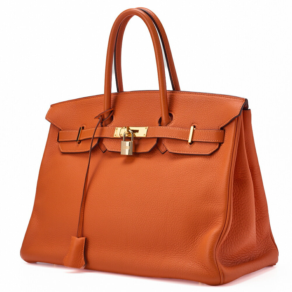 Pre-Owned Birkin 35 Handbag Tryon Clément Leather Orange Gold-Tone Hardware Pre-Owned
