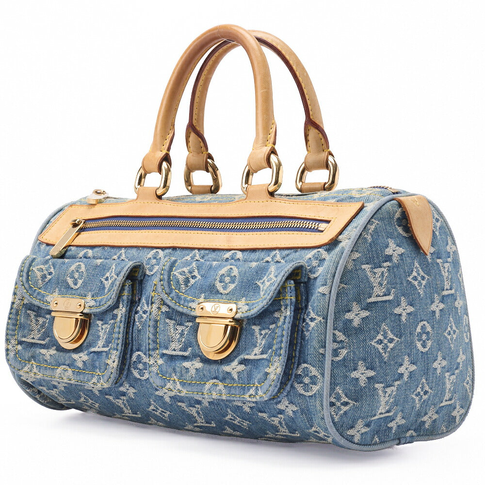 Pre-Owned Vuitton Shoulder Bag, Monogram Denim, Blue, Gold-Tone Hardware, Pre-Owned