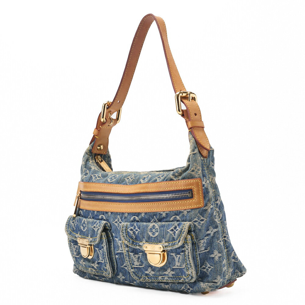 Pre-Owned Vuitton Shoulder Bag Monogram Denim Buggy PM Blue Gold-Tone Hardware Pre-Owned