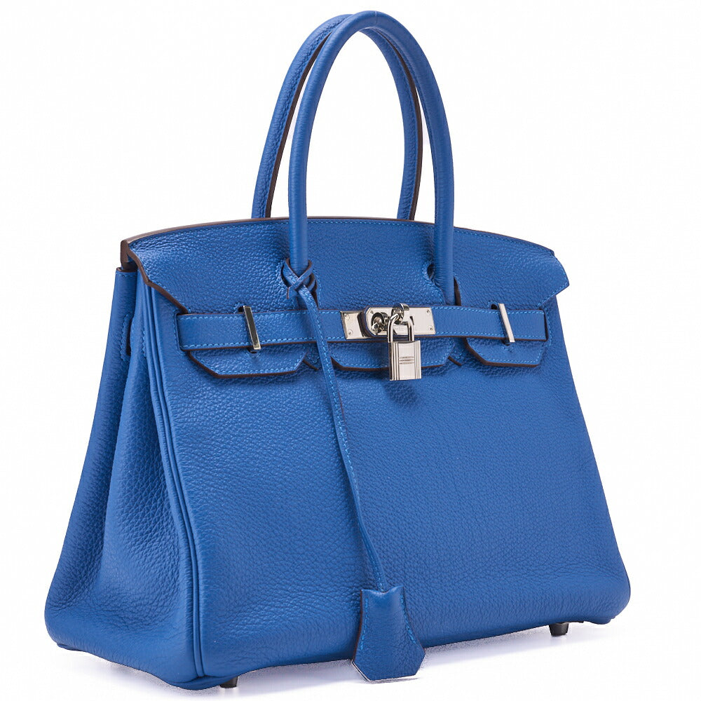 Gebrauchte Birkin 30 Handtasche Togo Blue Zanzibar Silberfarbene Hardware Gebraucht