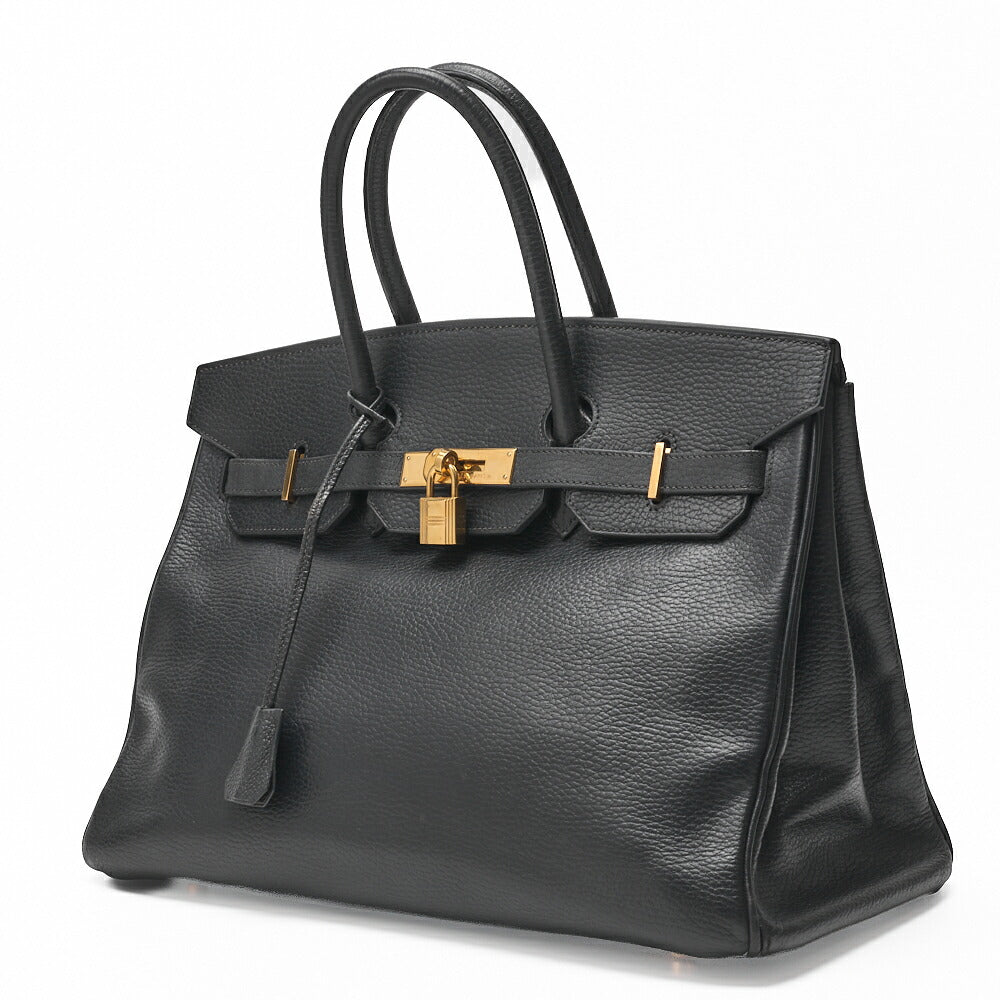 Pre-Owned Birkin 35 Handbag Ardennes Black Gold-Tone Hardware Pre-Owned