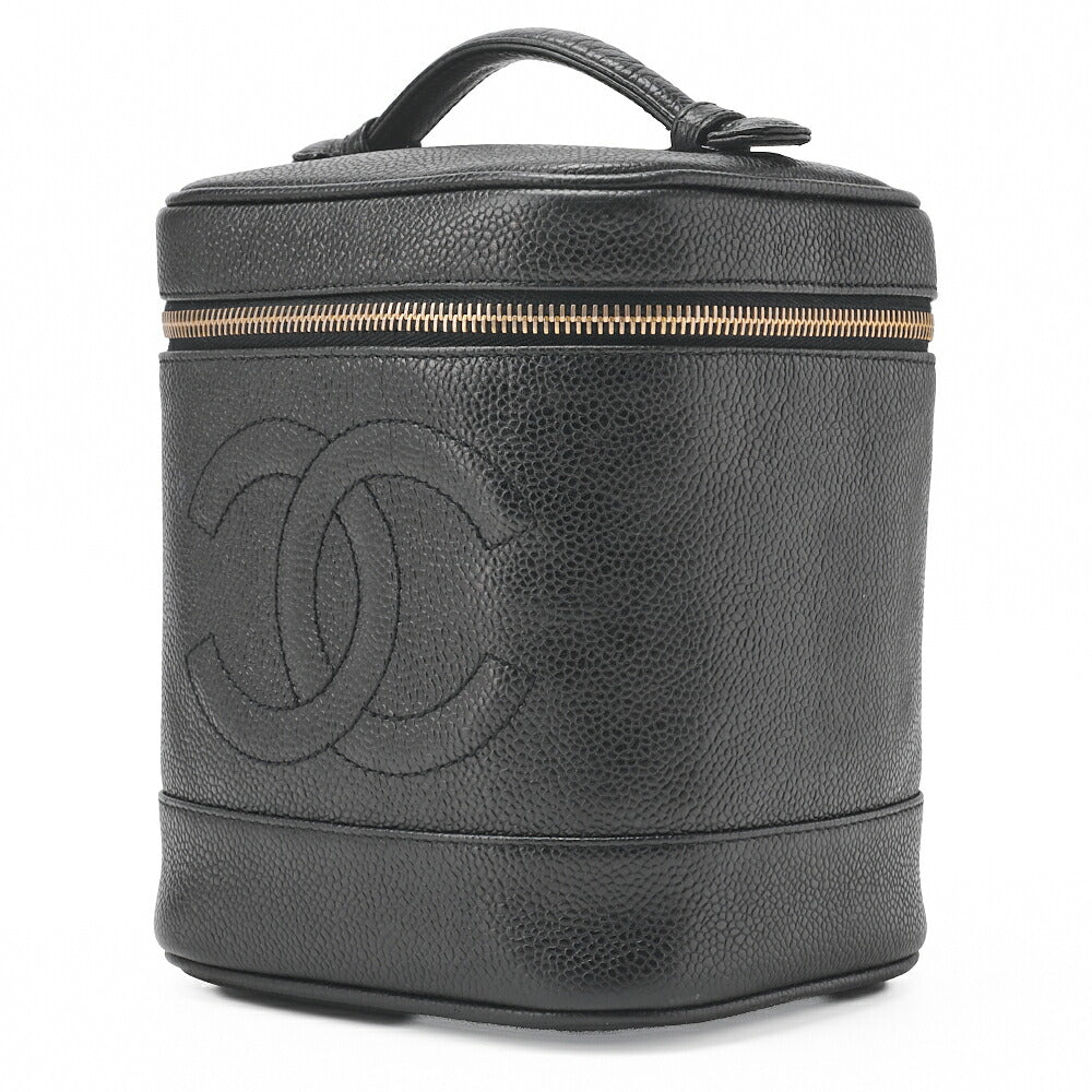 Sac à main Vanity d'occasion, Coco Mark, cuir caviar, noir, finitions dorées, d'occasion