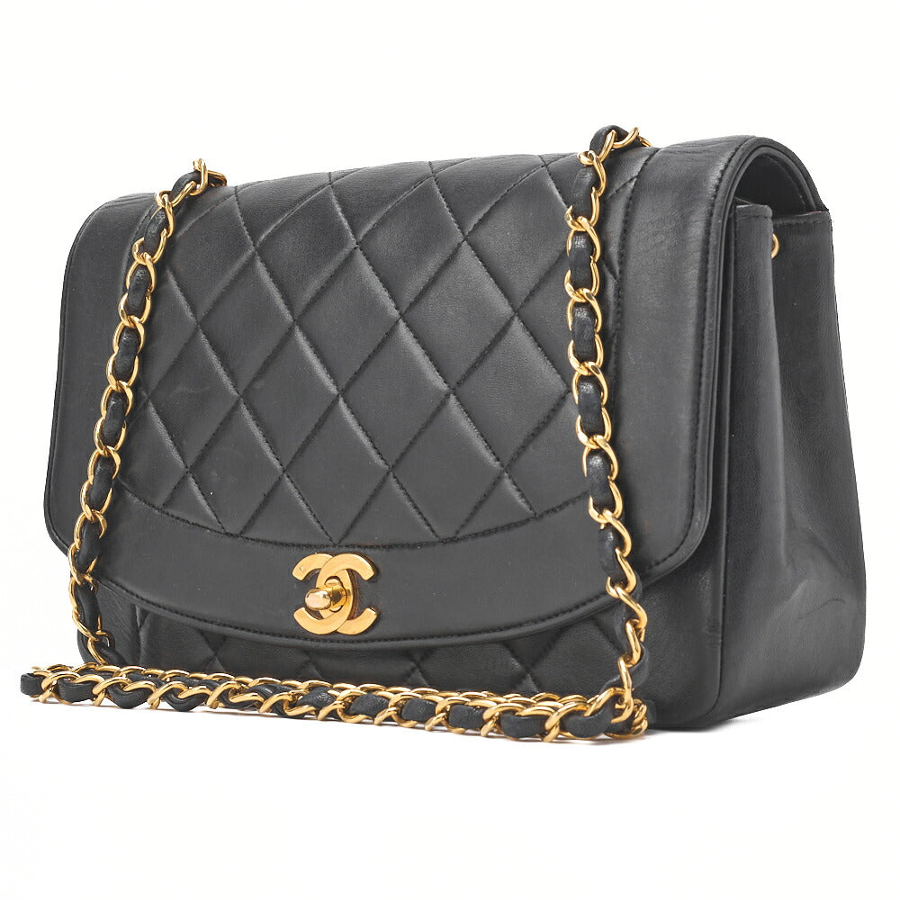 Pre-Owned Shoulder Tote Bag Matelasse Lambskin Black Gold-Tone Hardware Pre-Owned