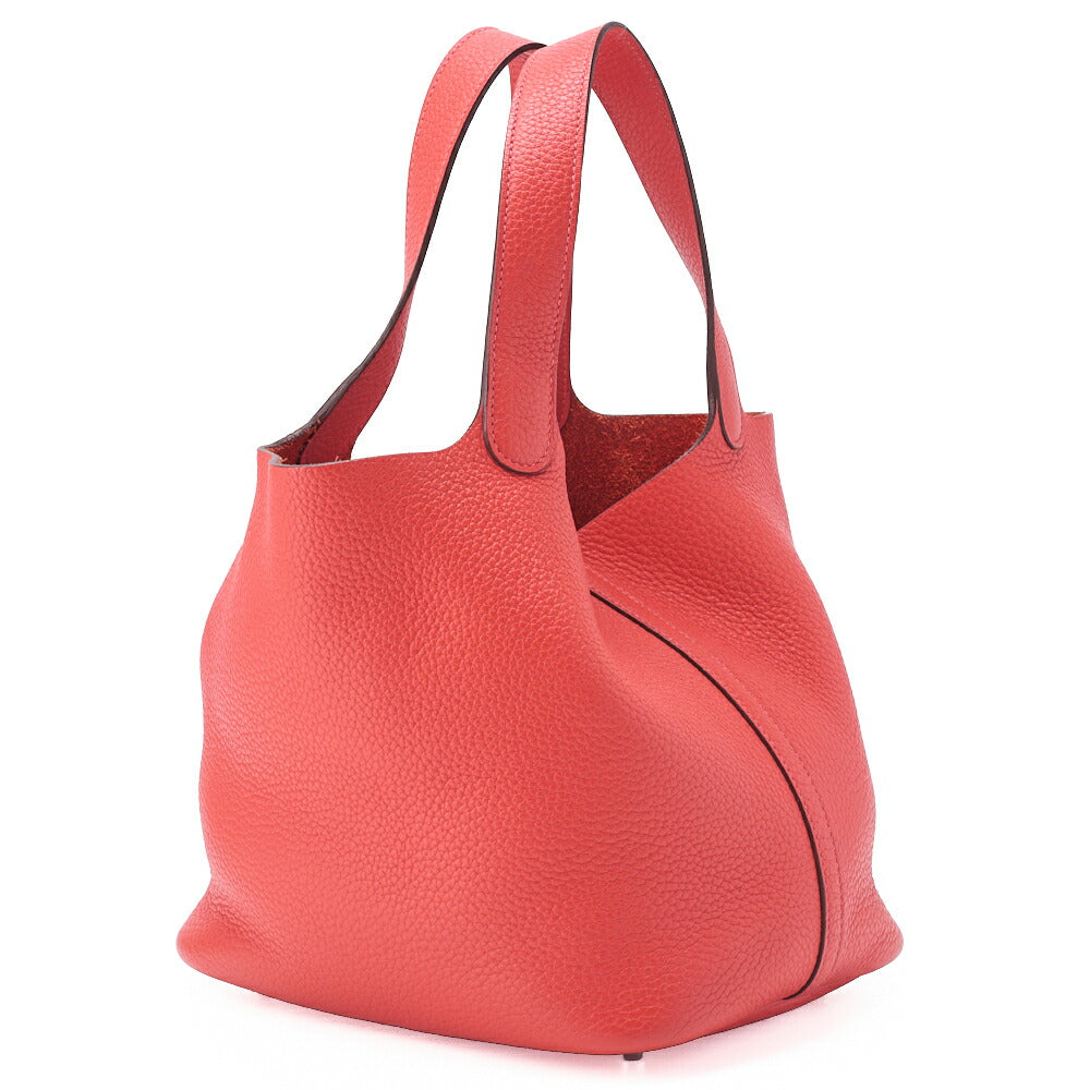 Pre-Owned Picotin Rock MM Handbag, Tryon Clemence, Rouge Pivoine, Silver-Tone Hardware, Pre-Owned