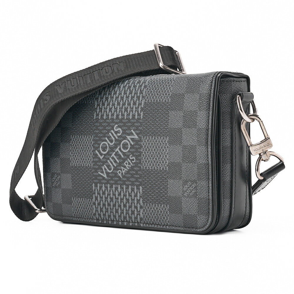 Pre-Owned Vuitton Shoulder Bag, Damier Grafitte, Black, Silver-Tone Hardware, Pre-Owned