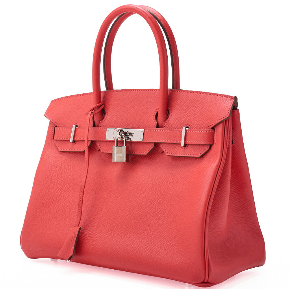 Pre-Owned Birkin 30 Tote Bag Vaux Epson Rose Jaipur Silver-Tone Hardware Pre-Owned