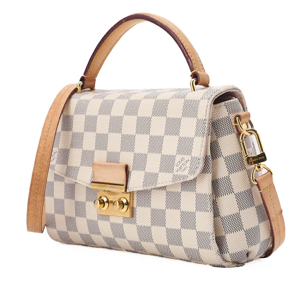 Pre-Owned Vuitton Shoulder Bag, Dami Azul, 2WAY, Canvas, White, Gold-Tone Hardware, Pre-Owned