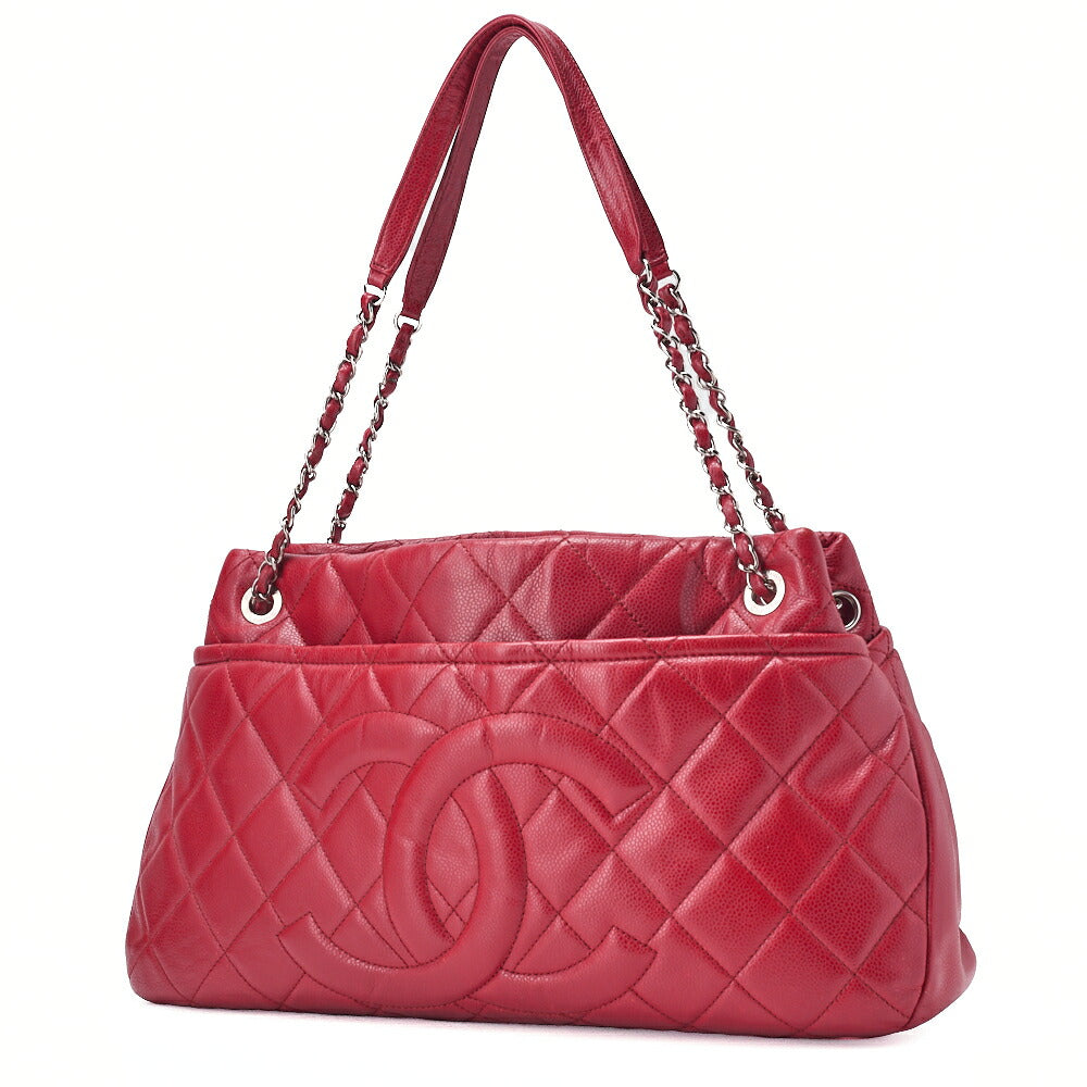 Pre-Owned Shoulder Bag Matelasse Caviar Skin Red Silver-Tone Hardware Pre-Owned