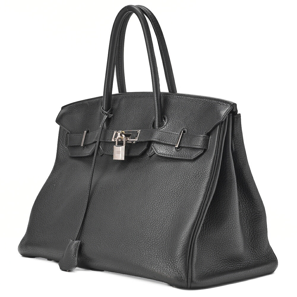 Pre-Owned Birkin 35 Handbag, Togo, Black, Silver-Tone Hardware, Pre-Owned