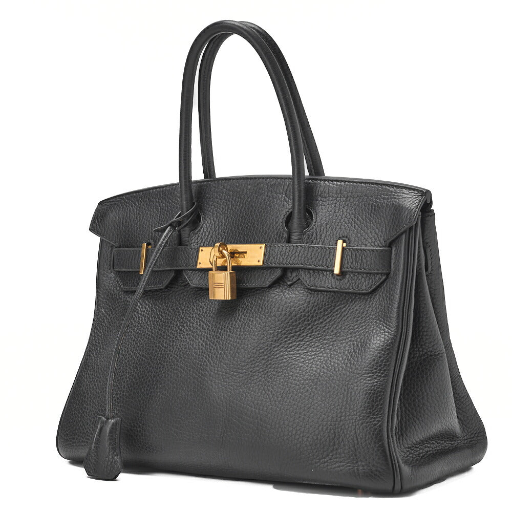Sac à main Birkin 30 d'occasion Tryon Clemence noir avec finitions dorées