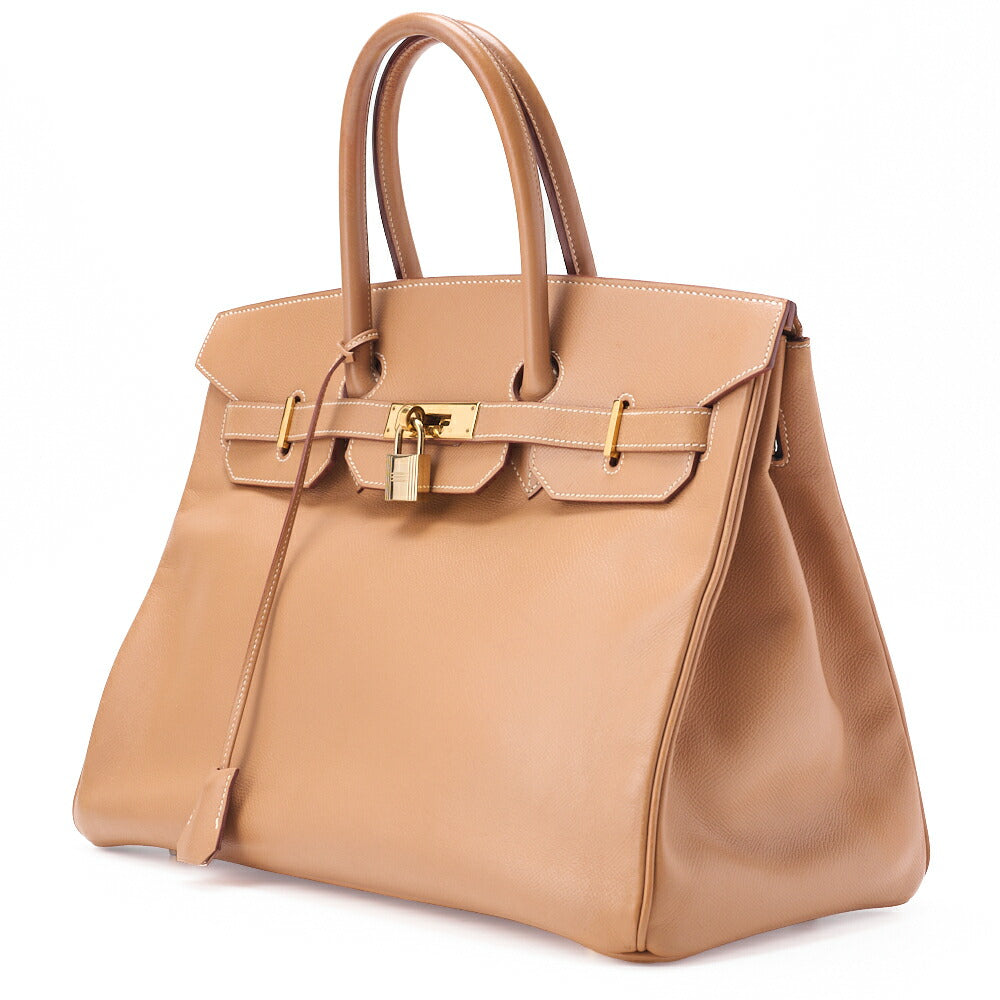 Gebrauchte Birkin 35 Handtasche Kushbel Natural Sable Gold-Tone Hardware Gebraucht