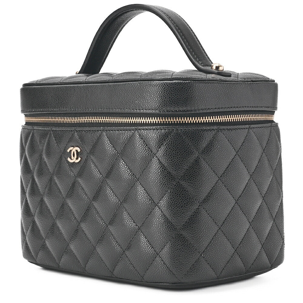 Pre-Owned Vanity Handbag, Matelasse, Caviar Skin, Black, Gold-Tone Hardware, Pre-Owned