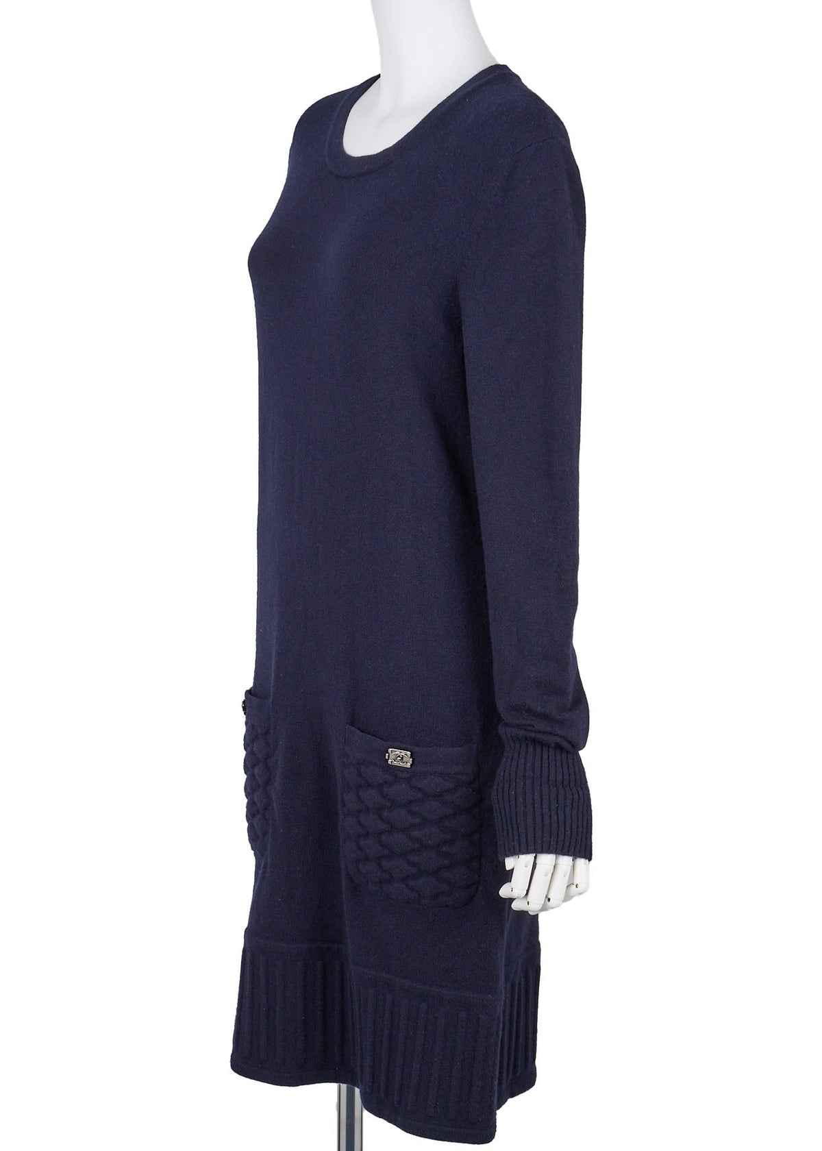 Pre-Owned Cashmere Dress, Long Sleeve, Navy, Pre-Owned