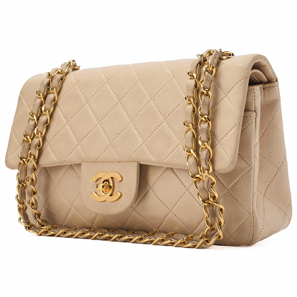Pre-Owned Shoulder Bag Matelasse 23 Double Flap Chain Lambskin Beige Gold-Tone Hardware Pre-Owned