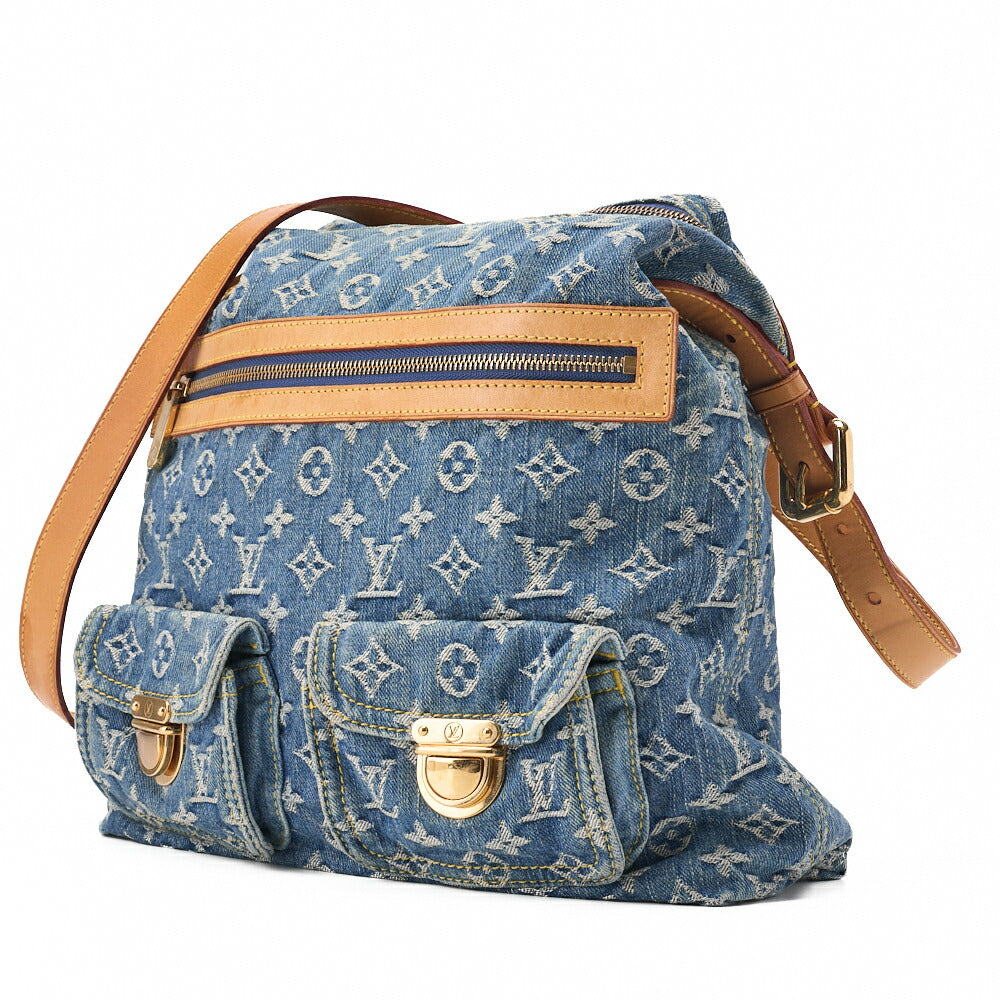 Pre-Owned Vuitton Shoulder Bag, Monogram Denim, Blue, Gold-Tone Hardware, Pre-Owned