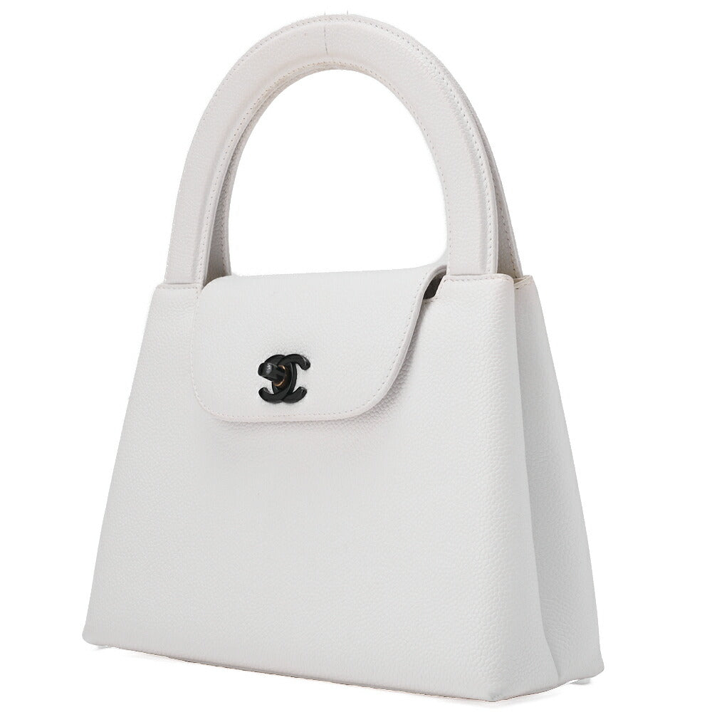 Pre-Owned Handbag Mini Kelly Type Caviar Skin White Gold-Tone Hardware Pre-Owned