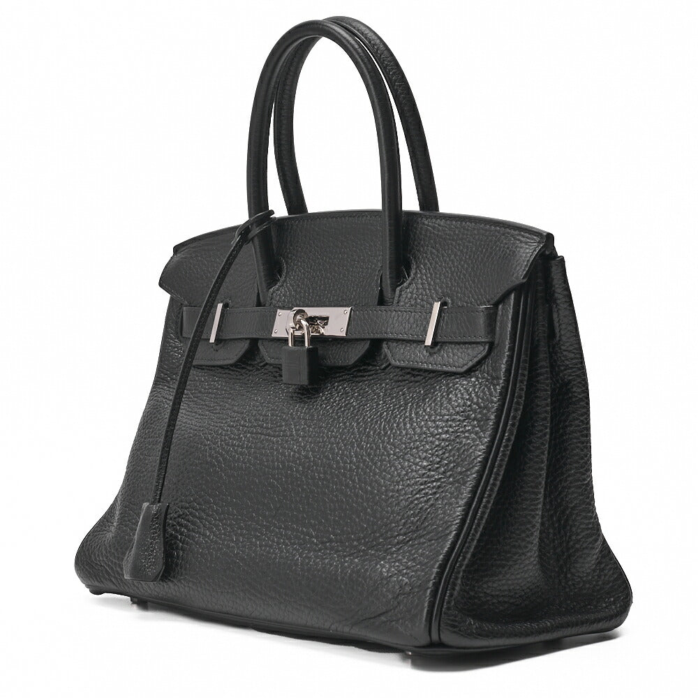 Pre-Owned Birkin 30 Handbag Tryon Clemence Black Silver-Tone Hardware Pre-Owned