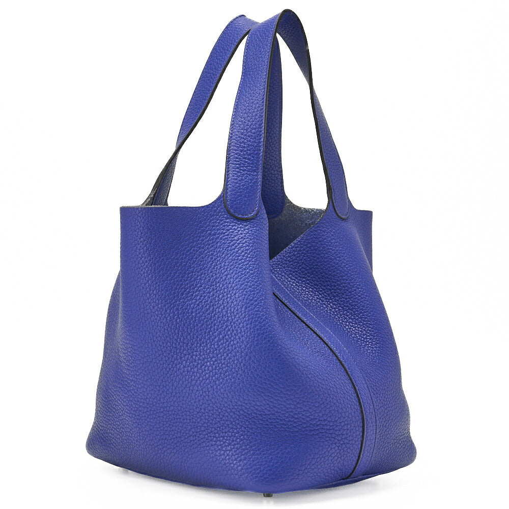 Pre-Owned Picotin Lock MM Handbag, Tryon Clemence, Blue Electric, Silver-Tone Hardware, Pre-Owned