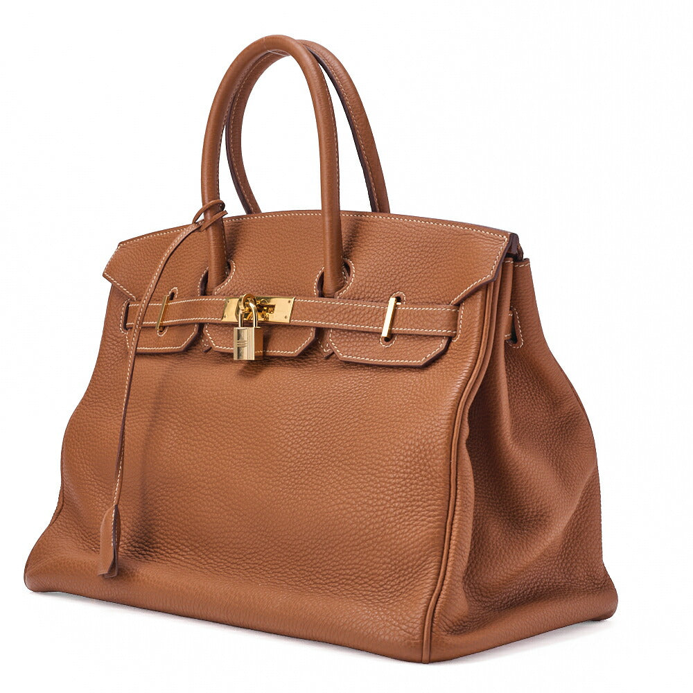 Pre-Owned Birkin 35 Handbag Togo Gold Gold-Tone Hardware Pre-Owned