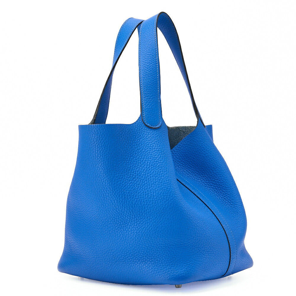 Pre-Owned Picotin Rock MM Handbag Tryon Clemence Blue Hydra Silver-Tone Hardware Pre-Owned