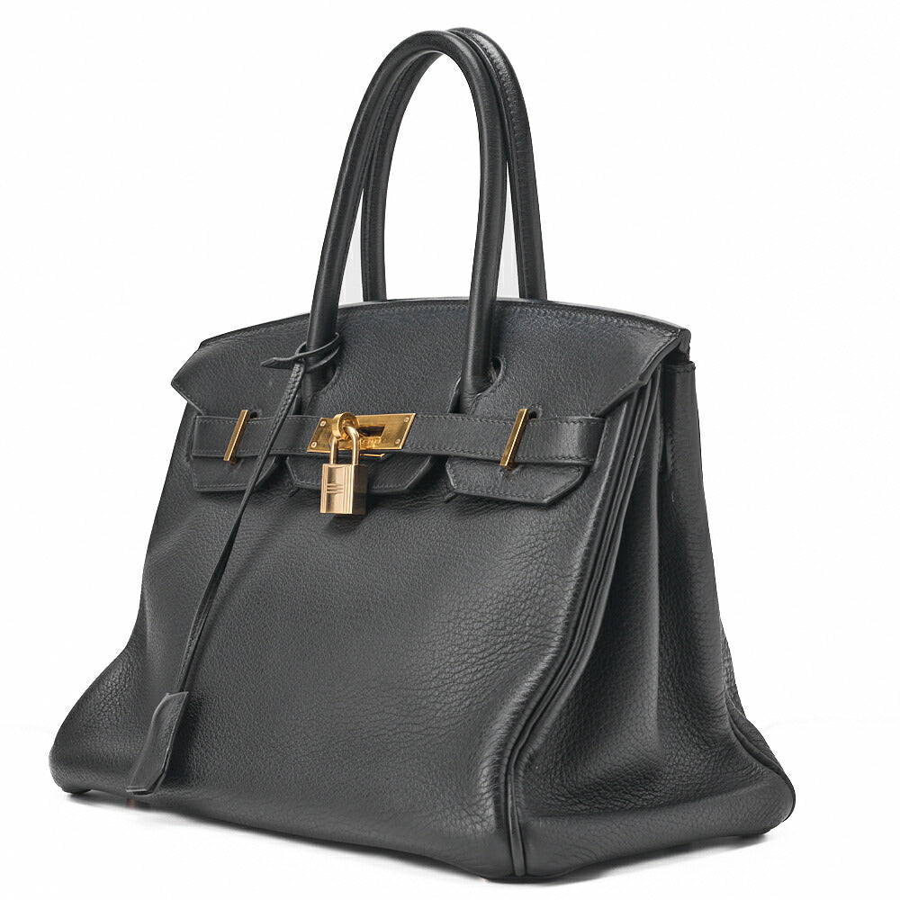 Pre-Owned Birkin 30 Handbag Tryon Clemence Black Gold-Tone Hardware Pre-Owned