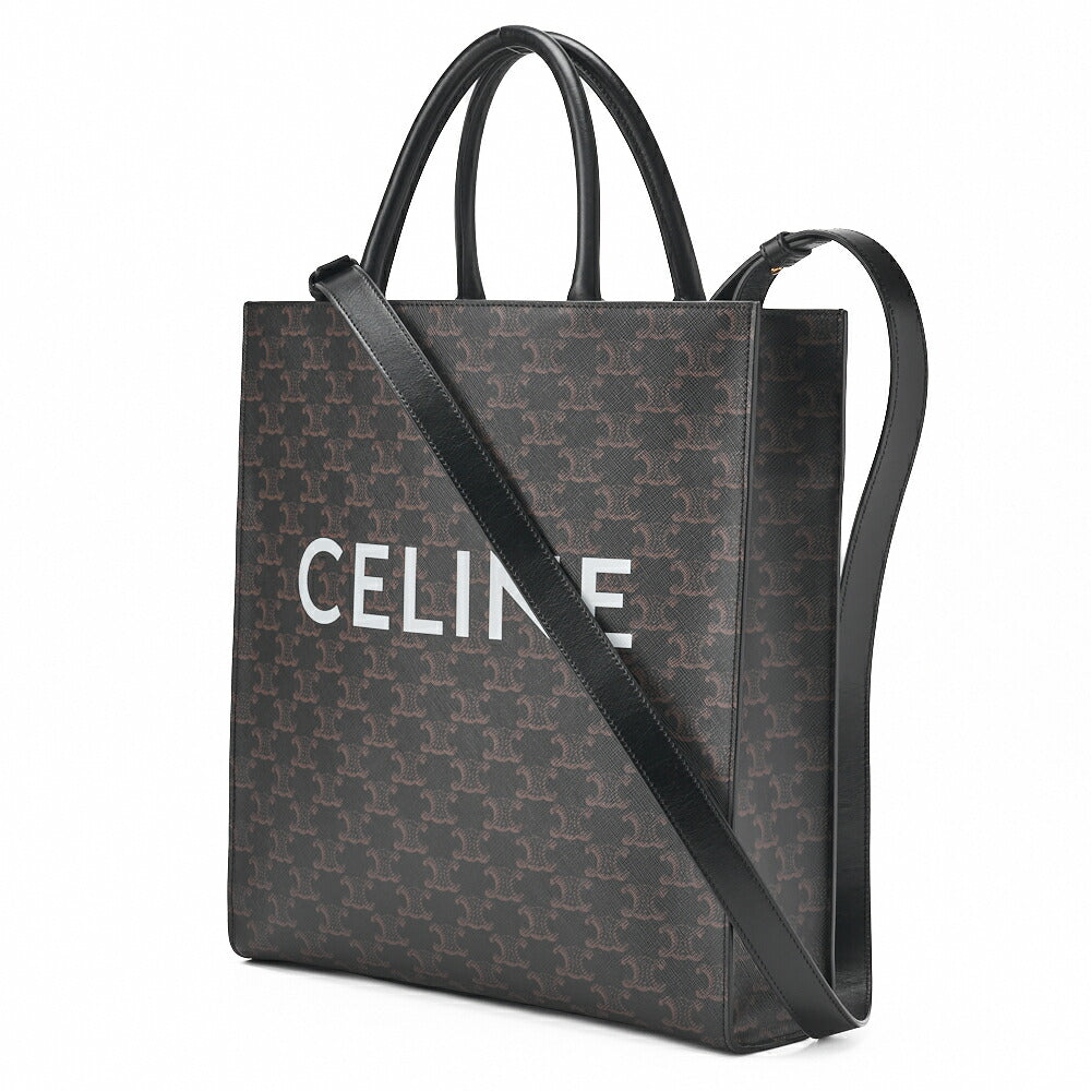 Pre-Owned Medium Tote Bag, Triomphe Canvas, Black, Gold-Tone Hardware, Pre-Owned