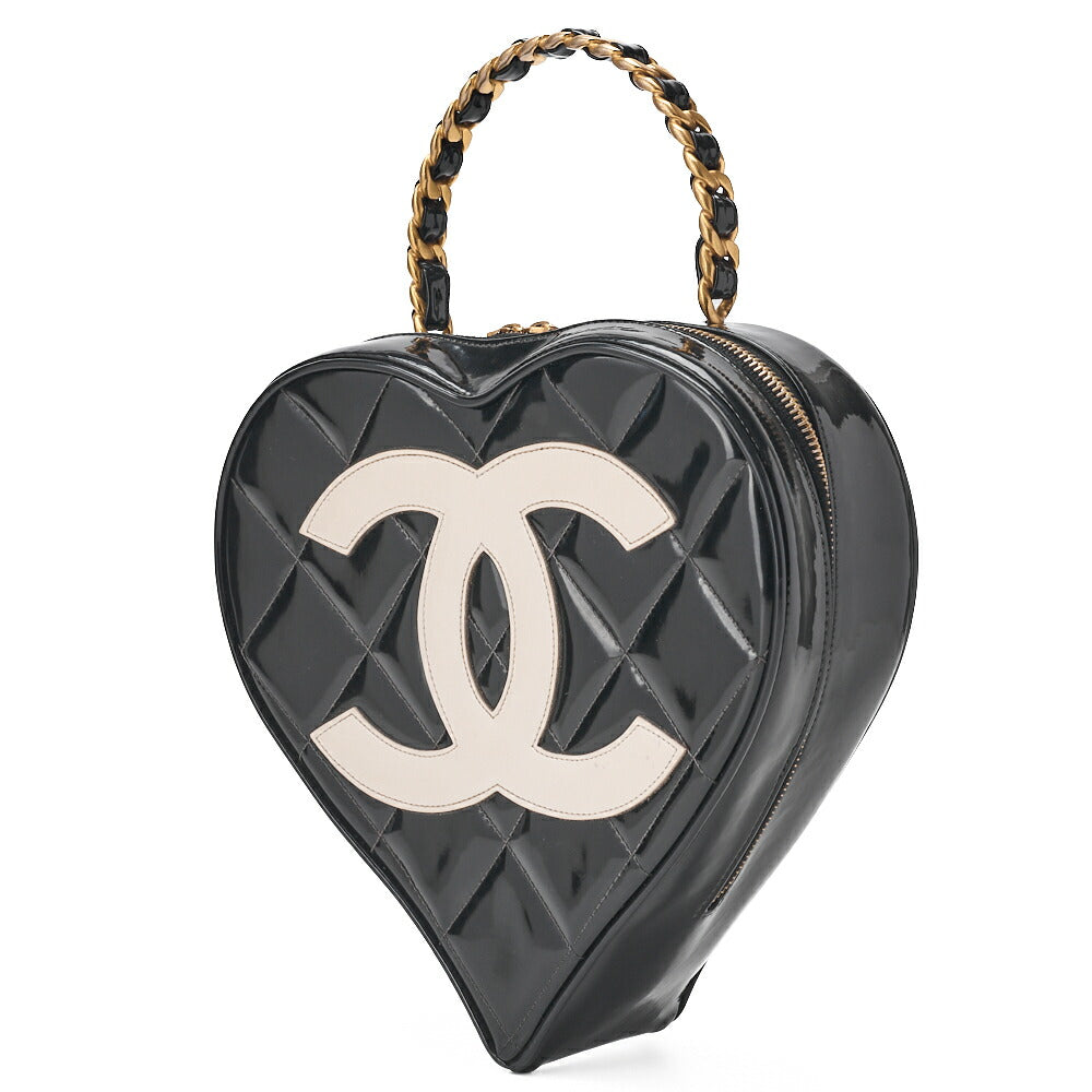 Sac à main d'occasion Matelasse Coco Mark Heart en toile noire et dorée