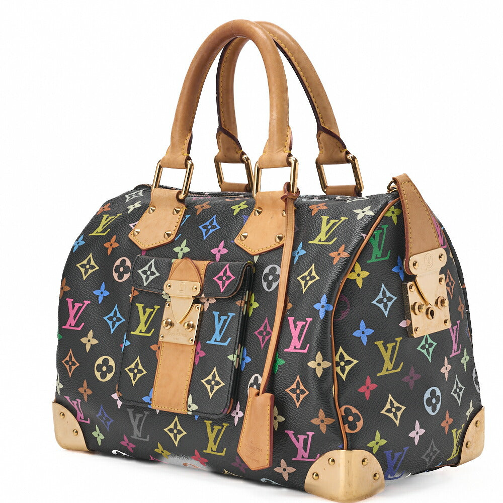 Pre-Owned Vuitton Handbag Speedy 30 Monogram Multicolor Canvas Black Gold-Tone Hardware Pre-Owned