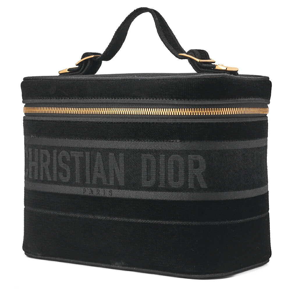 Pre-Owned Handbag Vanity Velour Black Gold-Tone Hardware Pre-Owned