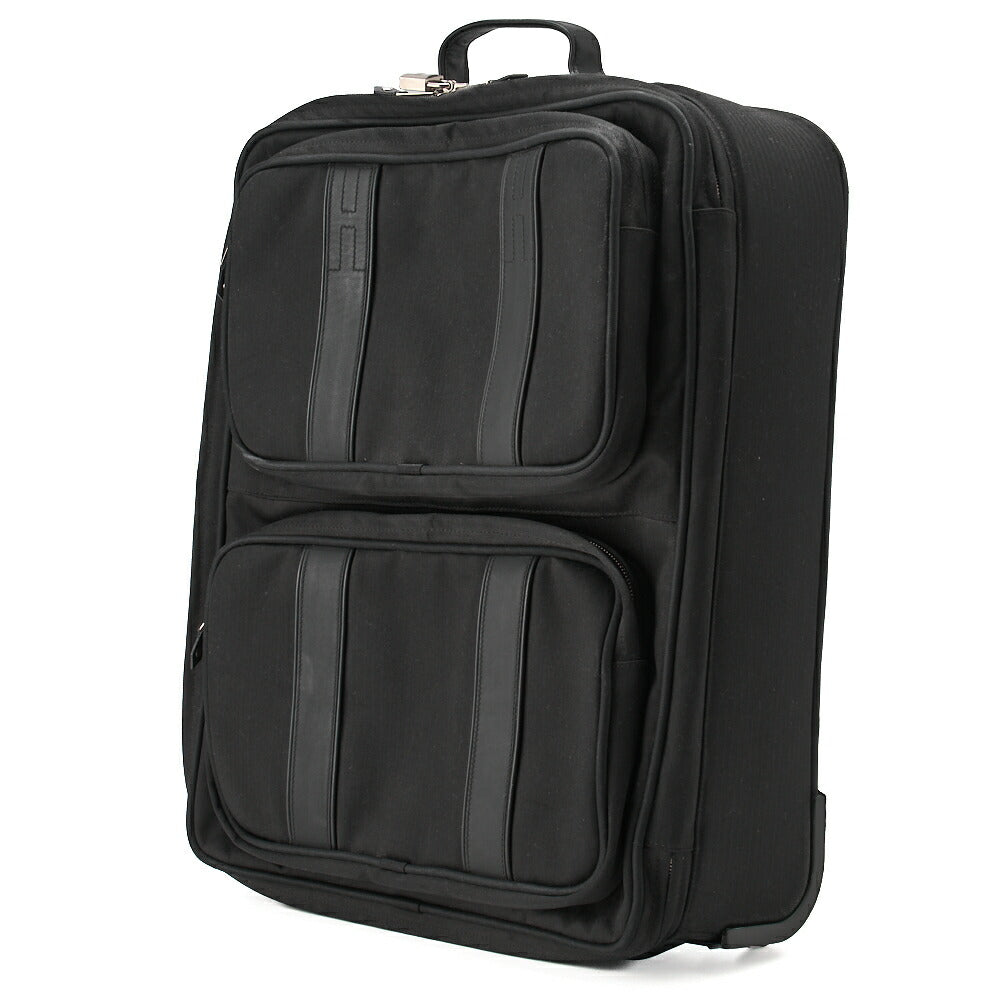 Pre-Owned Acapulco Carry Bag Toile Chevron Black Gold-Tone Hardware Pre-Owned