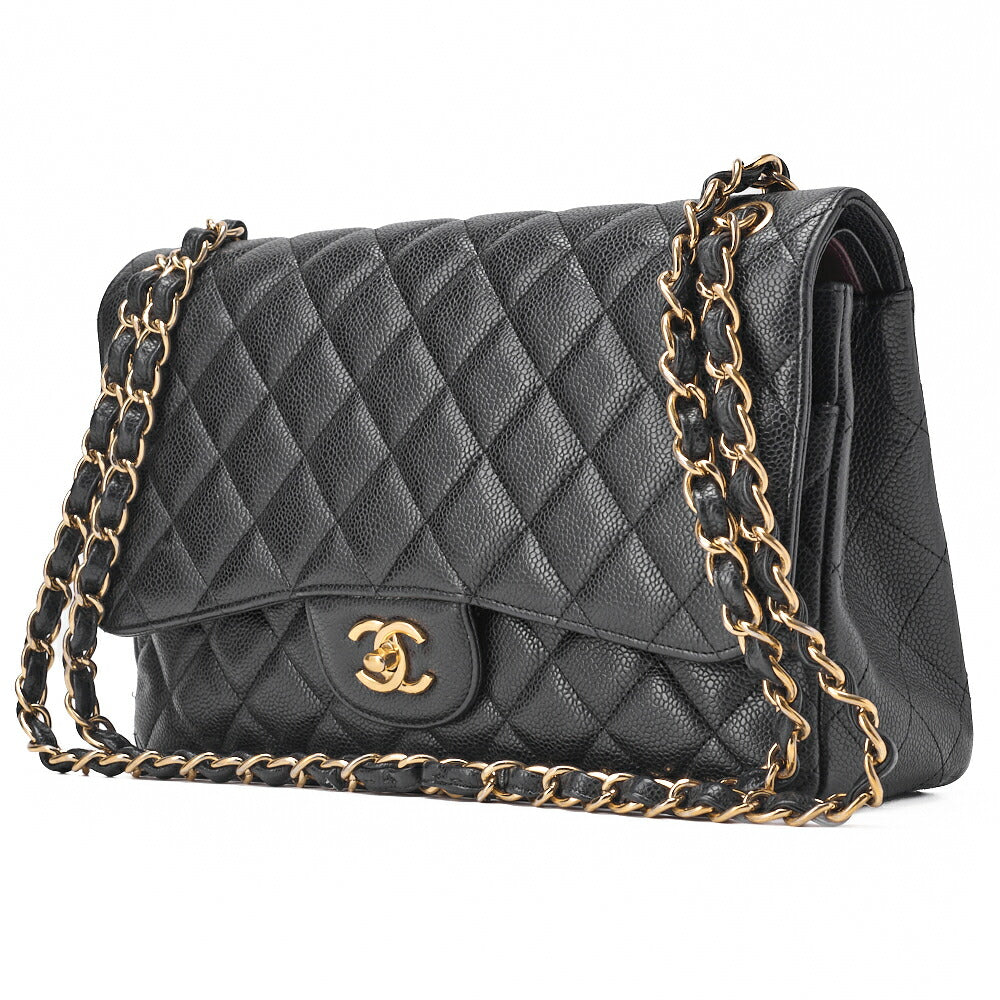 Sac bandoulière chaîne d'occasion Deca Matelasse Caviar Skin Noir Quincaillerie argentée D'occasion
