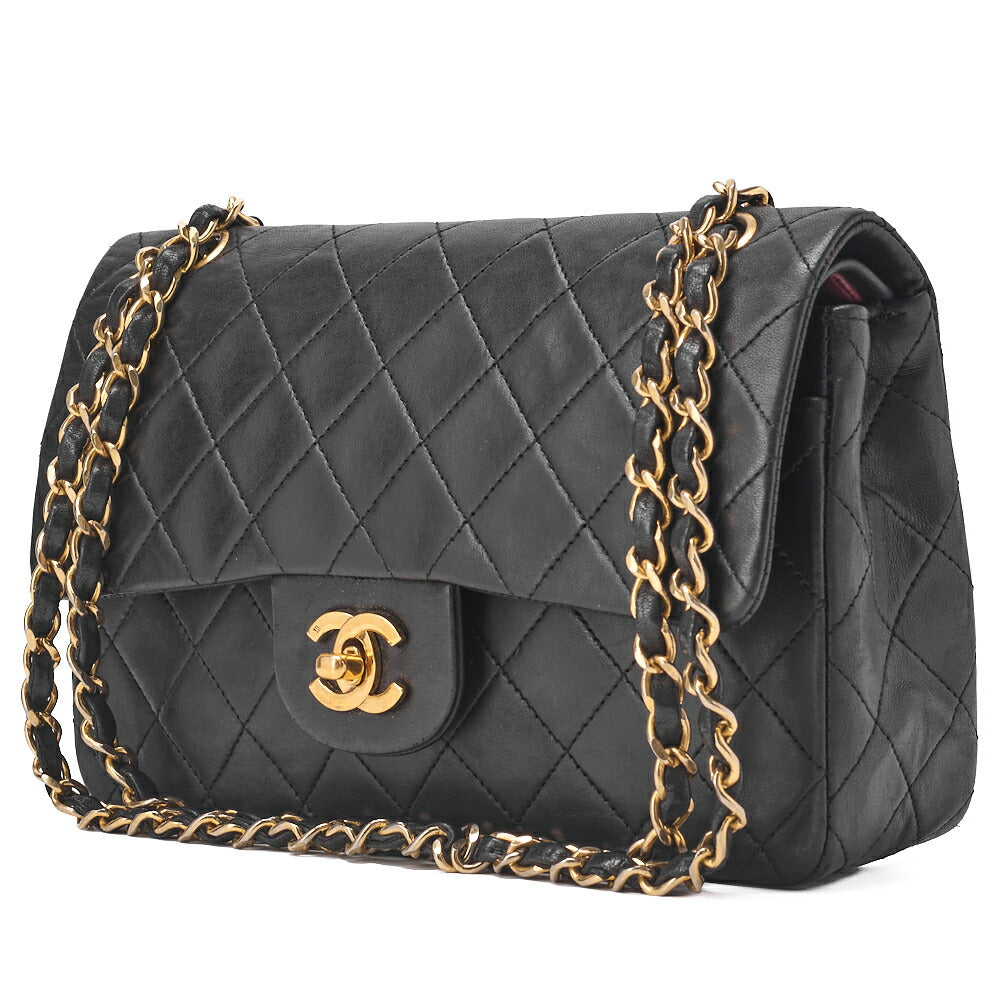 Pre-Owned Chain Shoulder Bag Matelasse Double Flap Lambskin Beige Gold-Tone Hardware Pre-Owned