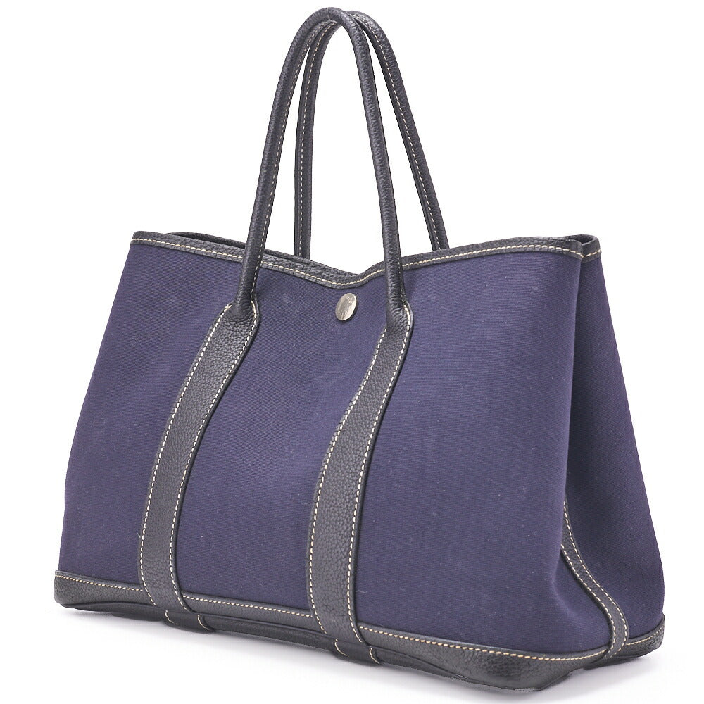 Pre-Owned Shoulder Bag Garden Party TPM Toile Ash Navy Silver-Tone Hardware Pre-Owned