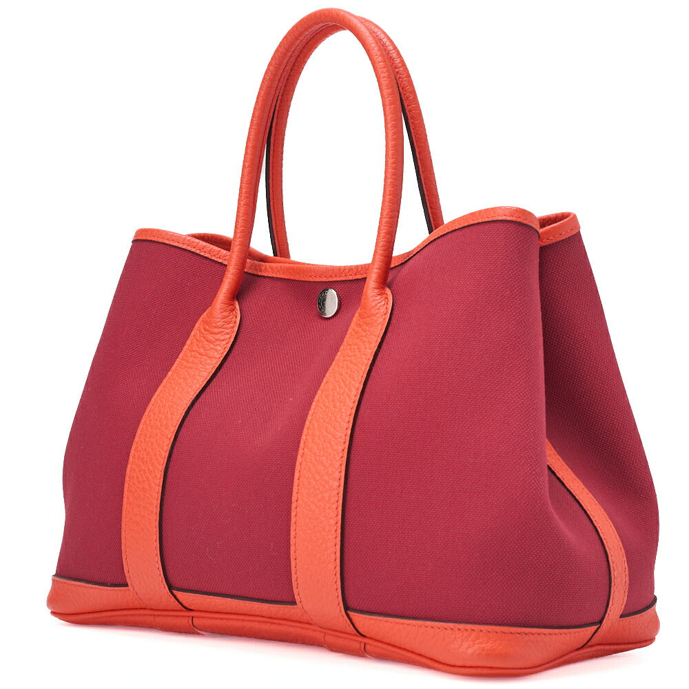Pre-Owned Garden Party TPM Tote Bag Toile Officer Rouge Grenat Silver-Tone Hardware Pre-Owned