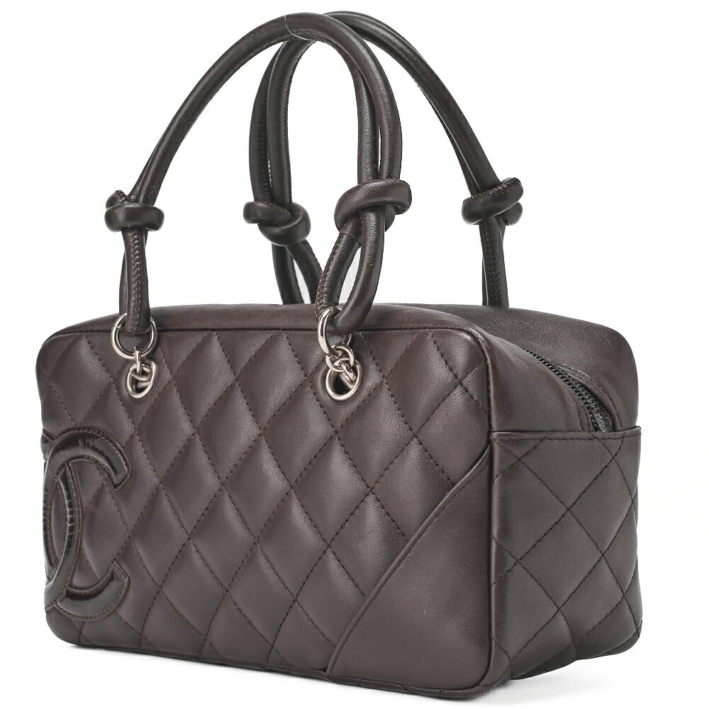 Pre-Owned Mini Tote Bag, Cambon Line, Calfskin, Brown, Silver-Tone Hardware, Pre-Owned