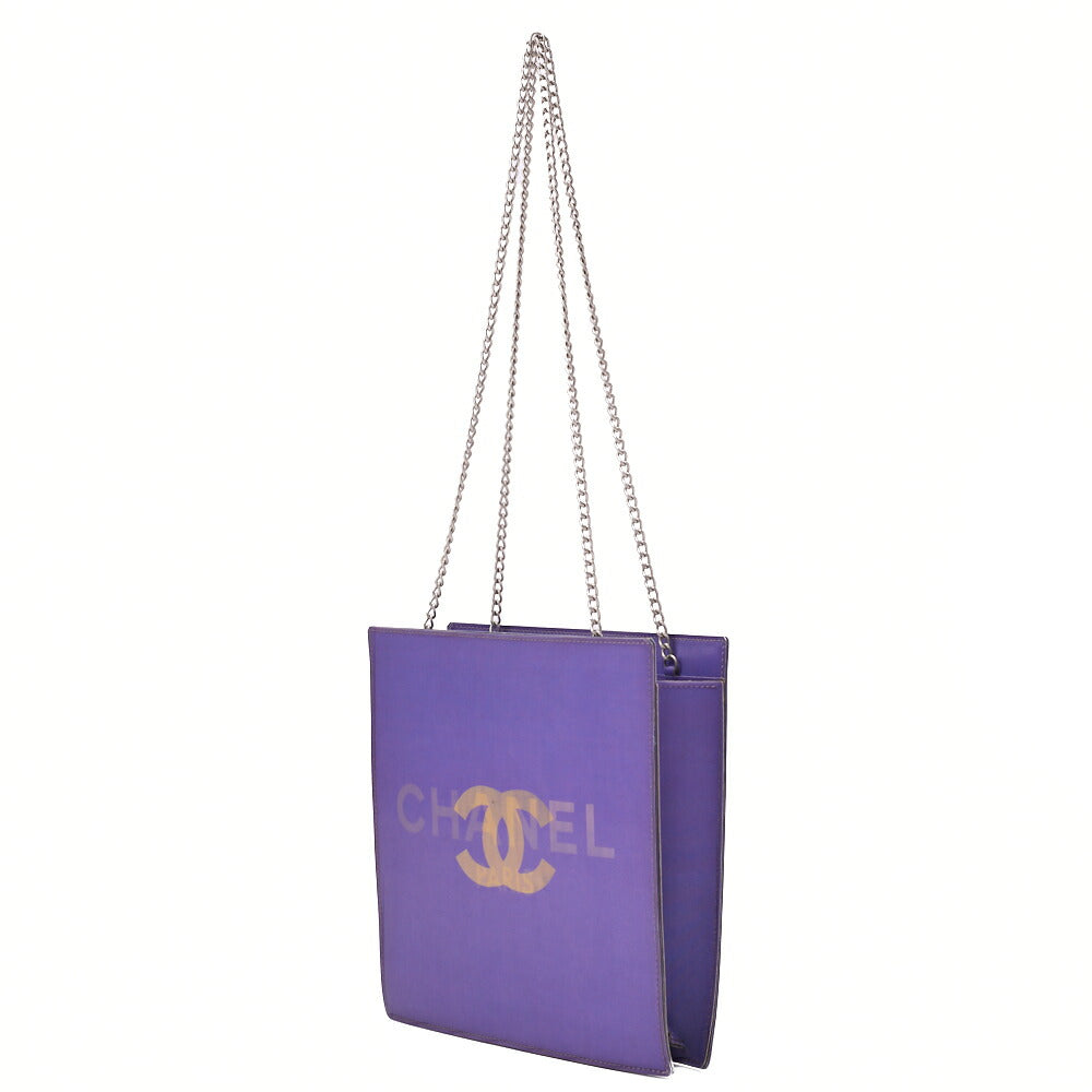 Pre-Owned Shoulder Bag Coco Mark Logo Hologram Vinyl Purple Silver-Tone Hardware Pre-Owned