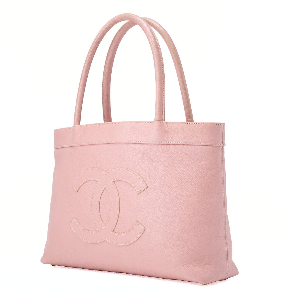 Pre-Owned Tote Bag Coco Mark Caviar Skin Pink Gold-Tone Hardware, Pre-Owned
