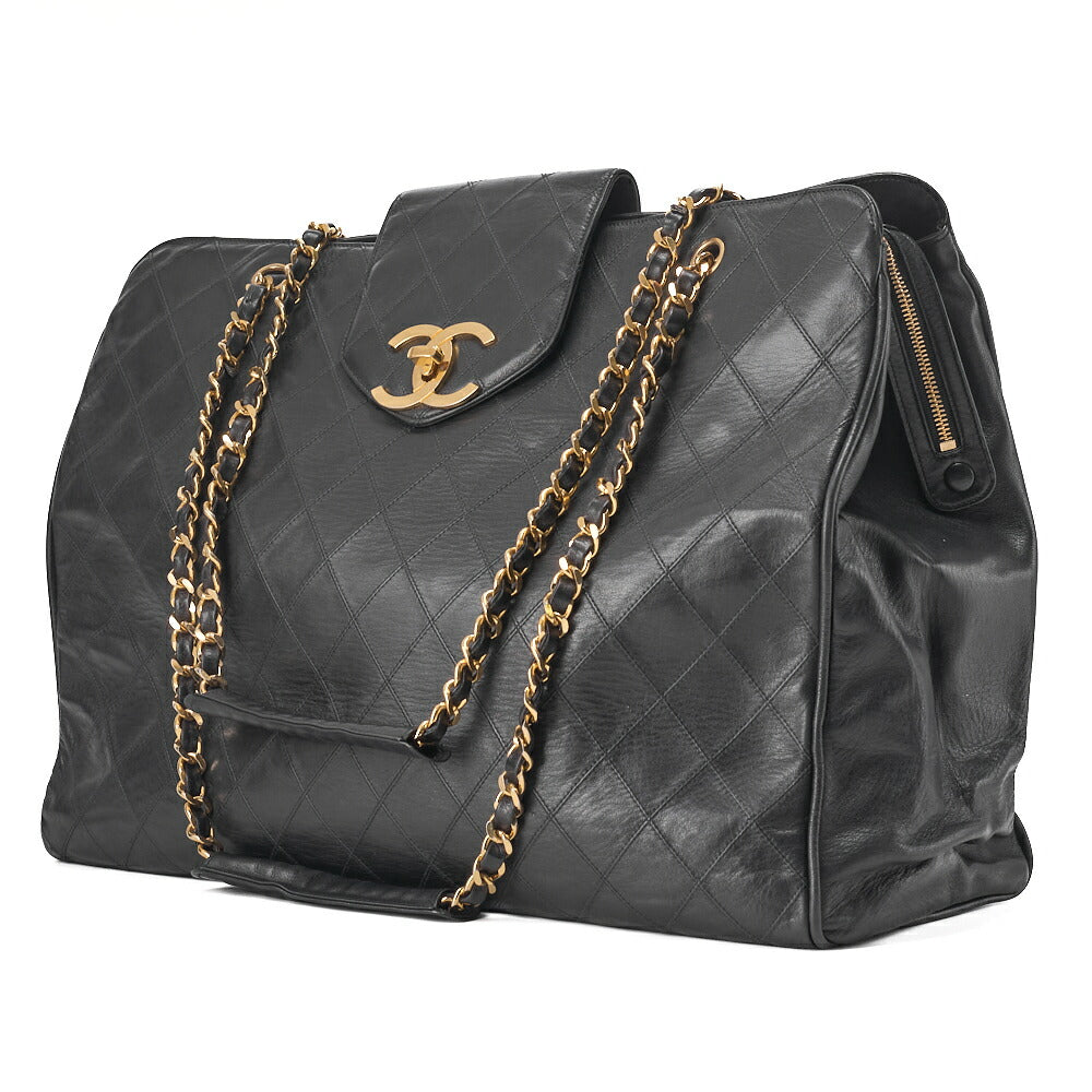 Pre-Owned Shoulder Bag Supermodel Matlasse Bicolore Double Chain Shoulder Lambskin Black Gold-Tone Hardware, Pre-Owned