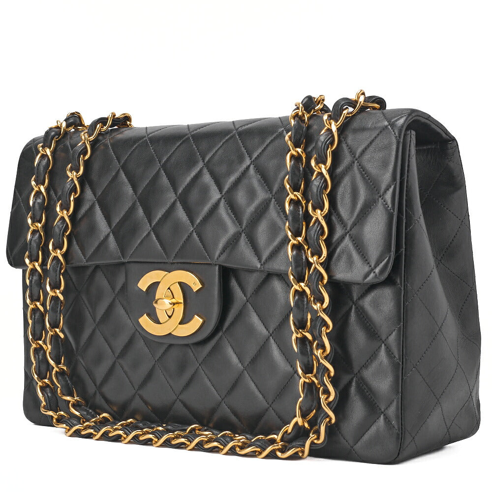 Pre-Owned Chain Shoulder Bag Big Ma Trusse 34cm Lambskin Black Gold-Tone Hardware, Pre-Owned