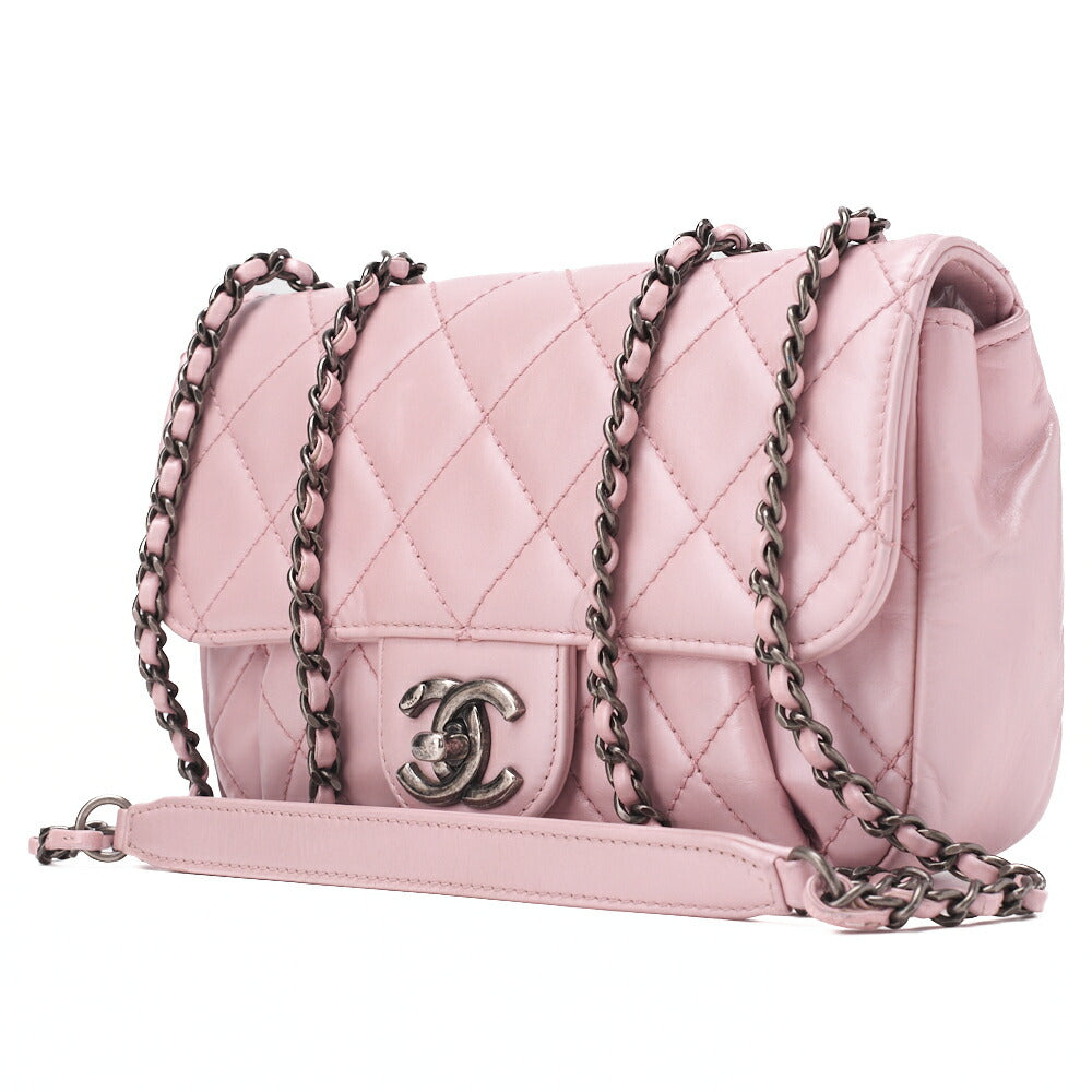 Pre-Owned Chain Shoulder Bag Matlasse Vintage Calf Mini Pink Silver-Tone Hardware, Pre-Owned