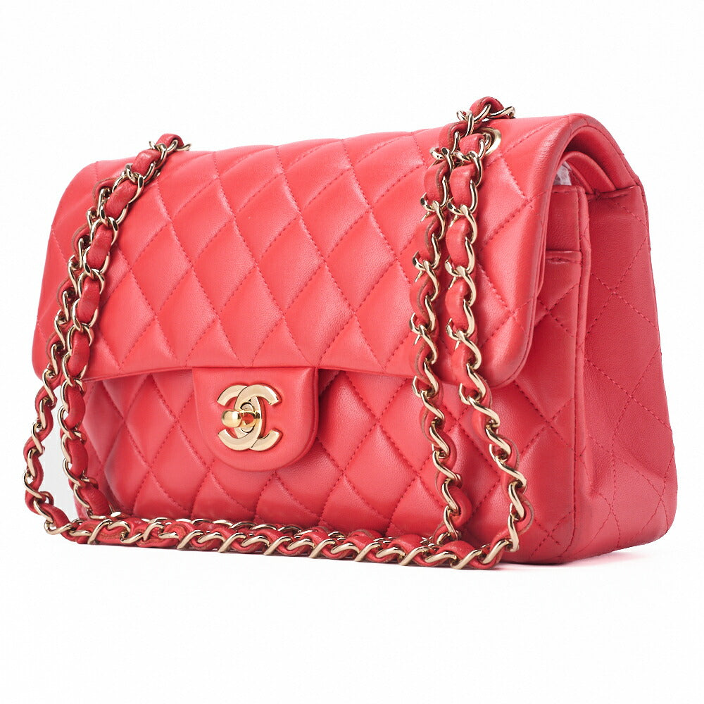 Pre-Owned Chain Shoulder Bag Matelasse Double Flap 23cm Lambskin Rose Pink Gold-Tone Hardware, Pre-Owned