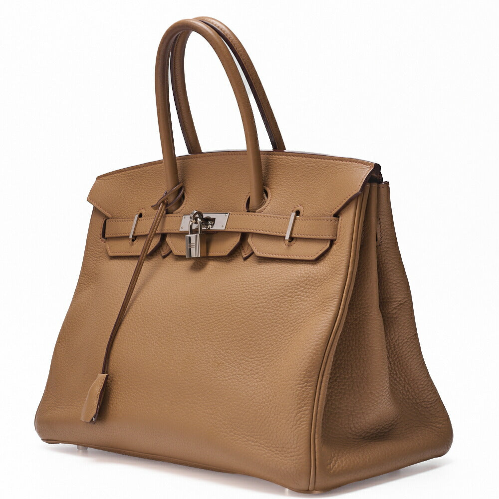 Pre-Owned Birkin 35 Handbag Triyon Camel Silver-Tone Hardware, Pre-Owned