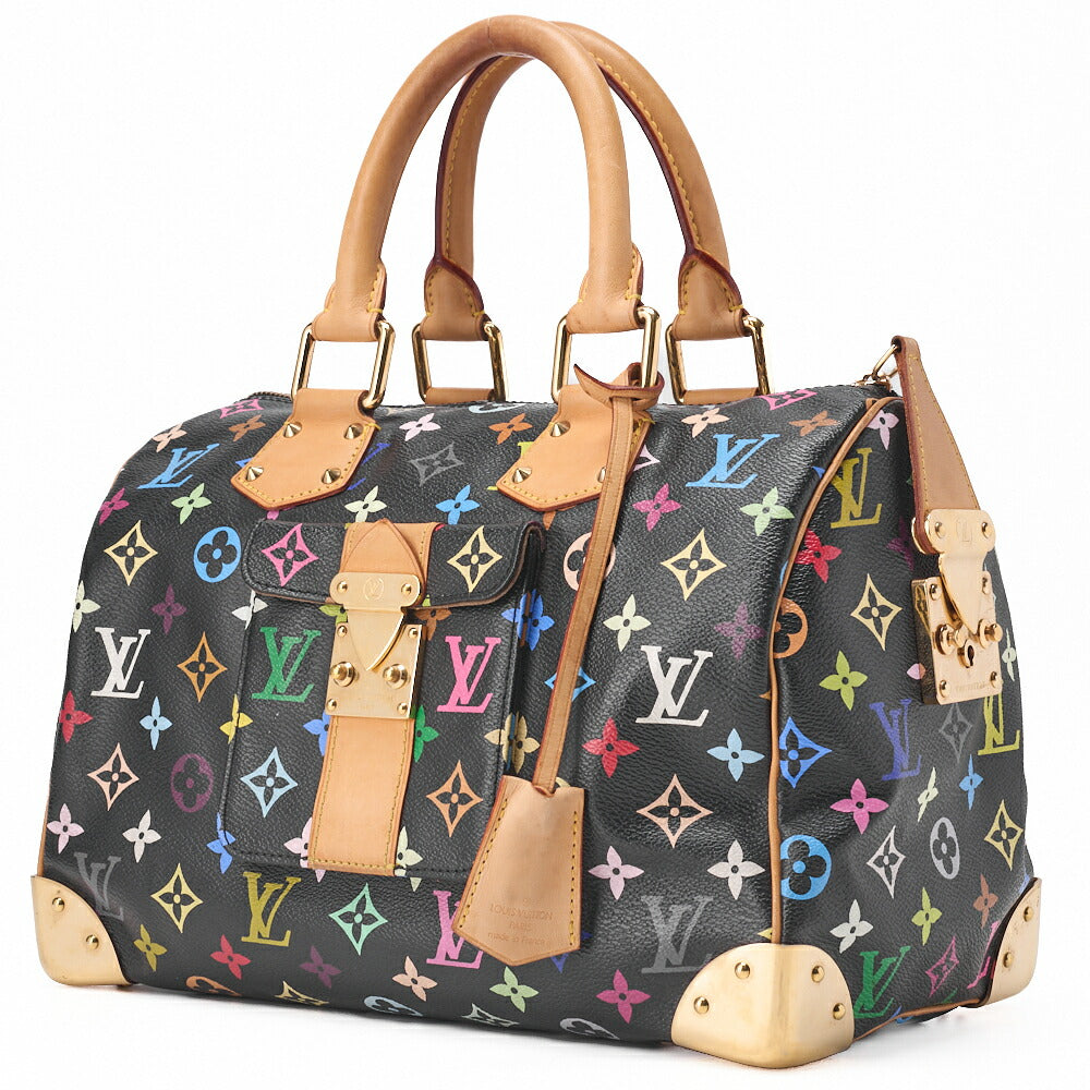 Pre-Owned VUITTON Vuitton Handbag Monogram Multicolor Speedy 30 Handbag Black M92642 Gold-Tone Hardware, Pre-Owned