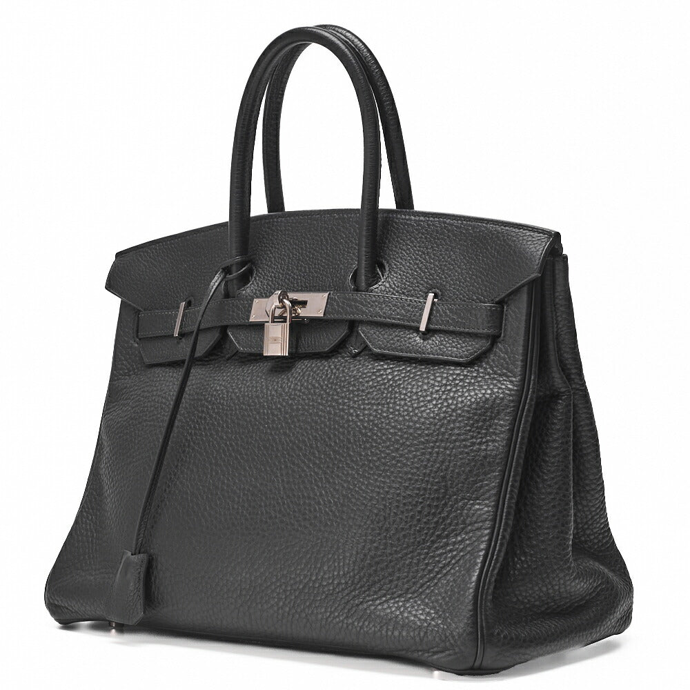 Pre-Owned Birkin 35 Handbag Tryon Black Silver-Tone Hardware, Pre-Owned