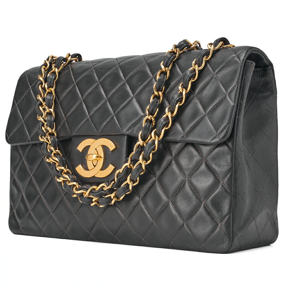 Pre-Owned Deca Matelassé Turnlock Single Flap Chain Shoulder Lambskin Black Gold-Tone Hardware, Pre-Owned