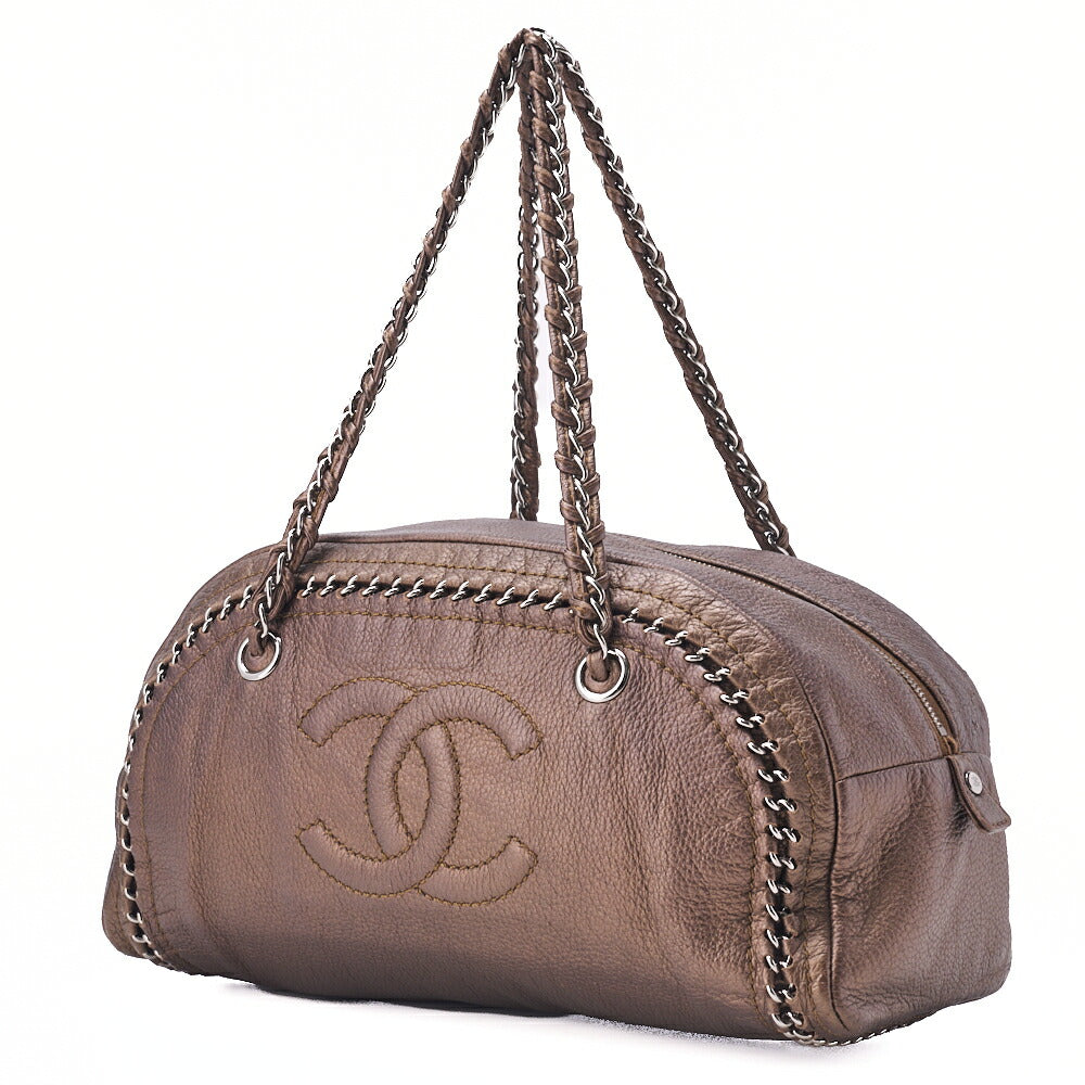 Pre-Owned Chain Shoulder Bag Luxury Line Cocomark Soft Caviar Gold-Tone Hardware, Pre-Owned