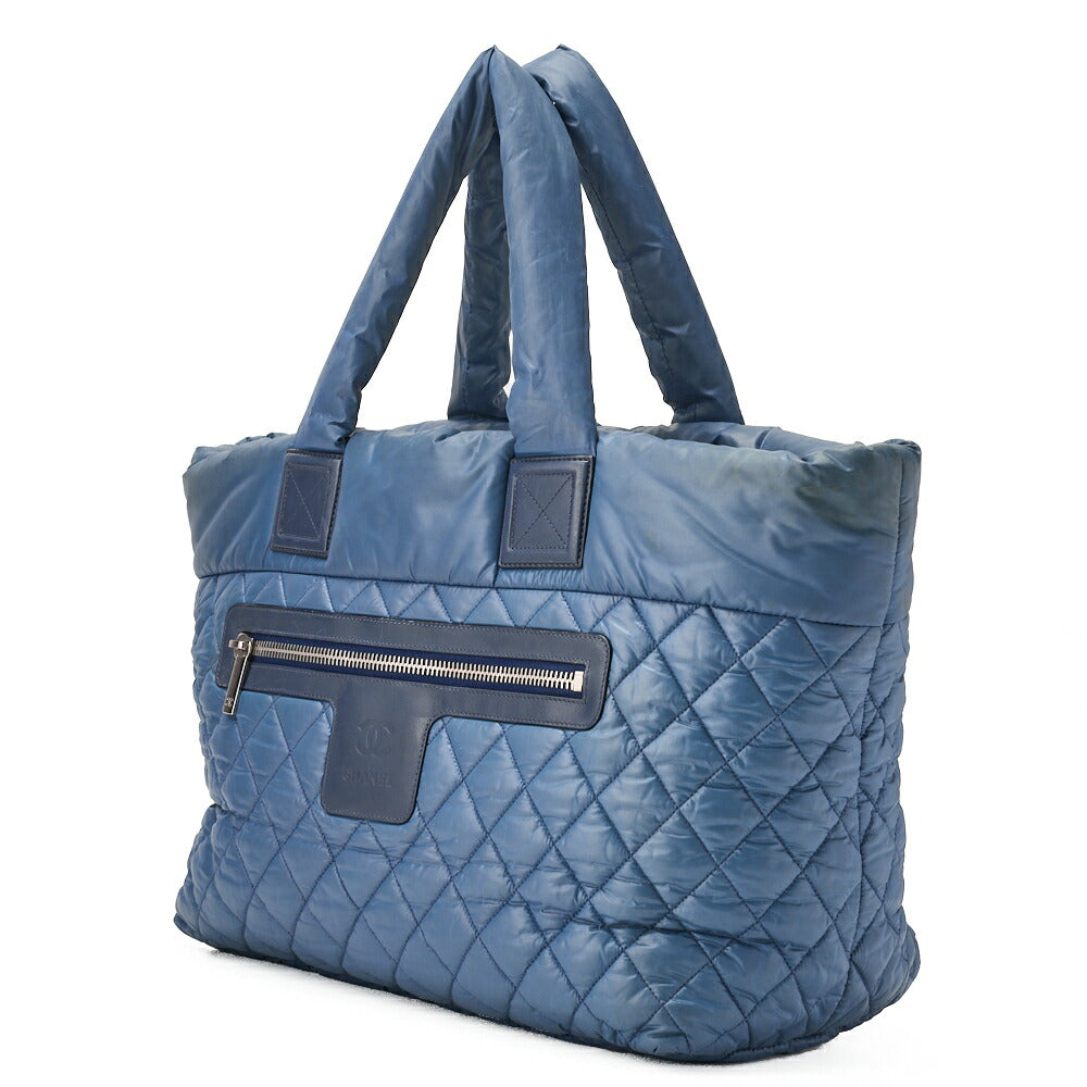 Pre-Owned Tote Bag Nylon Navy Coco Large Tote Silver-Tone Hardware, Pre-Owned