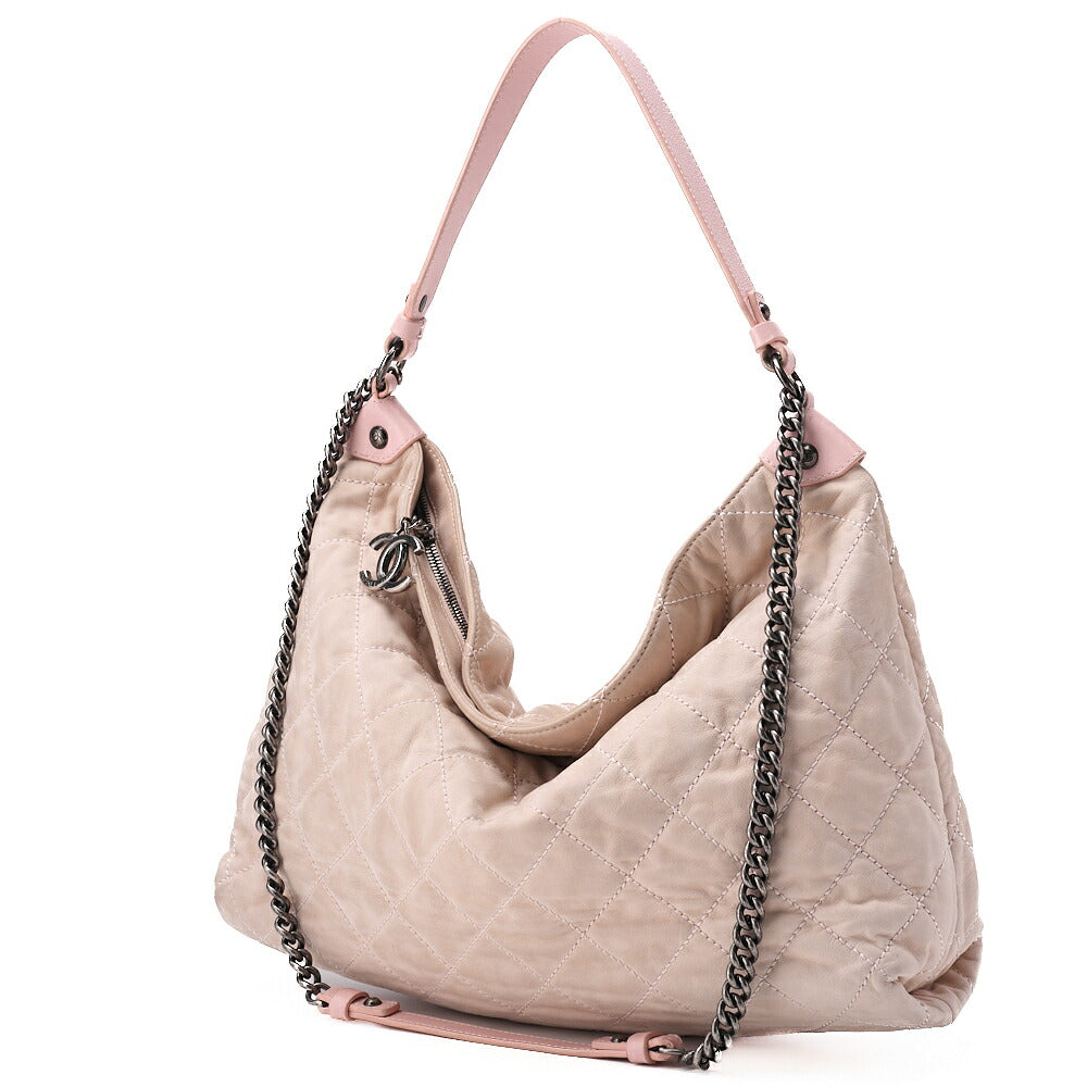 Pre-Owned Chain Shoulder Bag Matelassé 2way Sparkle Leather Pink Silver-Tone Hardware, Pre-Owned